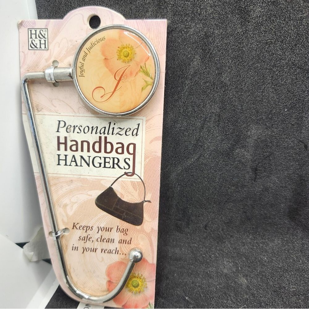 H&H Letter โJโ Personalized Handbag Hanger โ Floral Purse Hook โ Monogram Handba